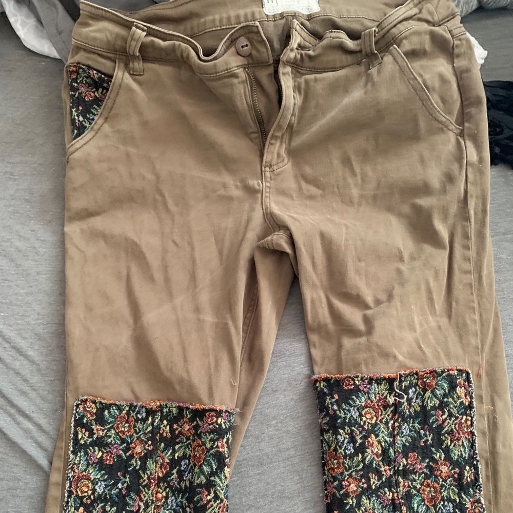 FP Olive Pants with Knee and pocket design